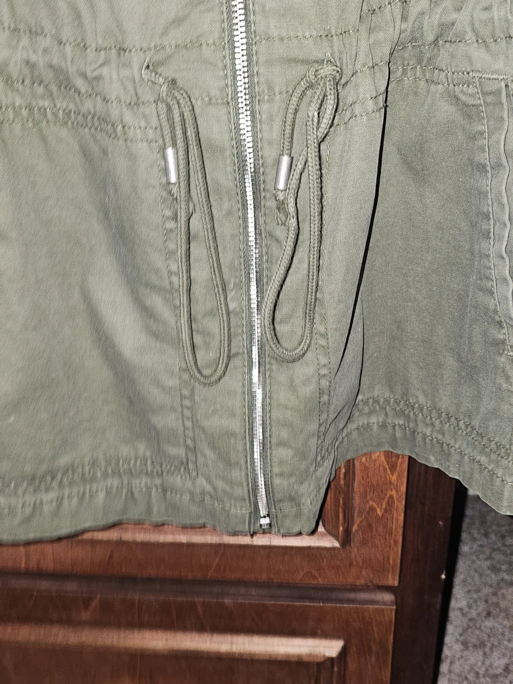 Lightweight Olive Drawstring Utility Jacket Old Navy Sz XXL - Women 100% Cotton